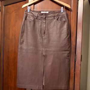 NWT 🤎Derek Lam Chocolate Leather Skirt